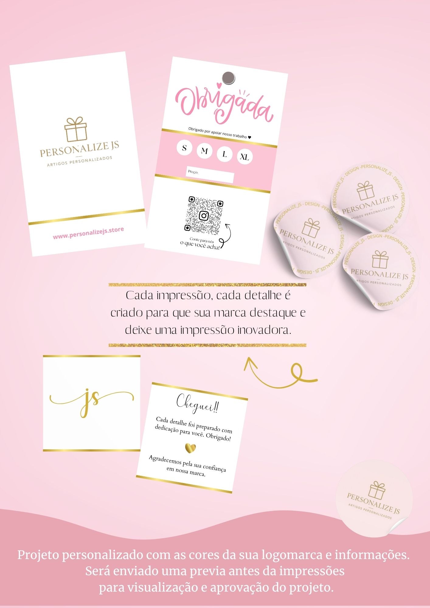 Etiquetas Pacote Inicial — Cartões de Visita + Cartões de Agradecimento + Adesivo